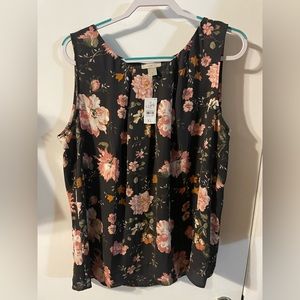 Loft blouse- grey flowered